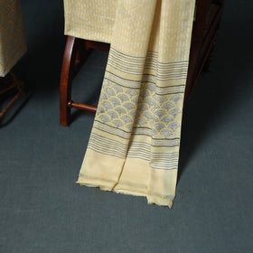 Akola Hand Block Print Woolen Unstitched Dress Material: Kurta, Bottom with Dupatta 09