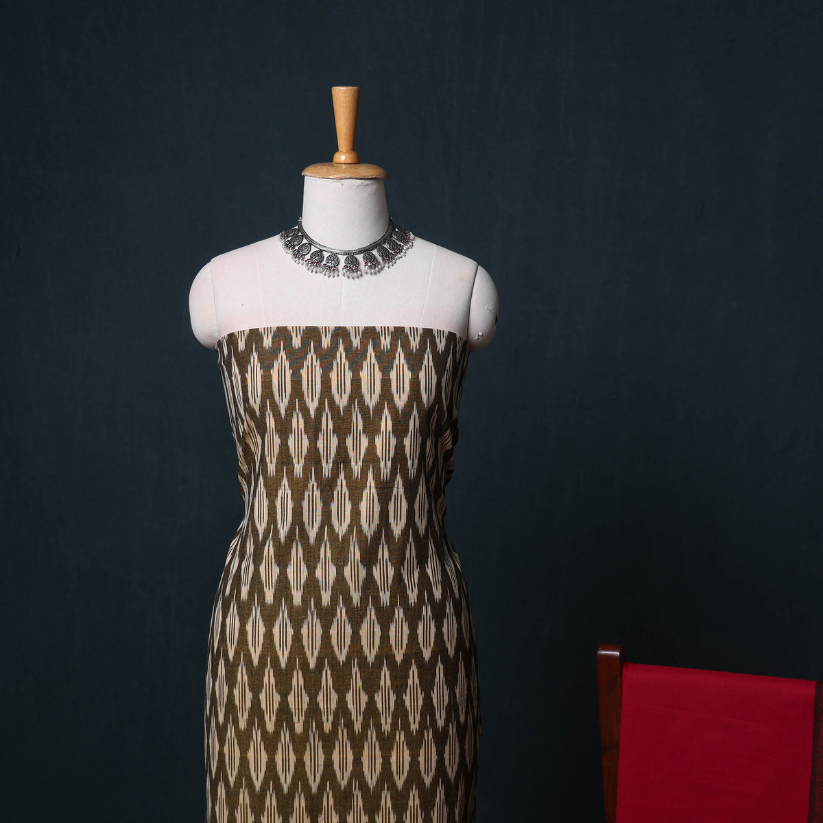 Pochampally Ikat Cotton Unstitched Dress Material: Kurta, Bottom with Dupatta 28