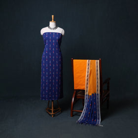 Pochampally Ikat Cotton Unstitched Dress Material: Kurta, Bottom with Dupatta 29