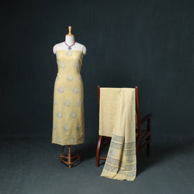 Akola Hand Block Print Woolen Unstitched Dress Material: Kurta, Bottom with Dupatta 10