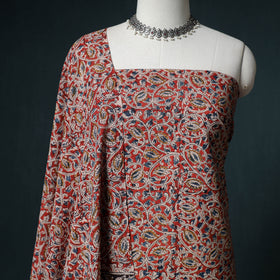 Pedana Hand Block Print Natural Dyed Cotton Kalamkari Unstitched Dress Material: Kurta with Dupatta 09