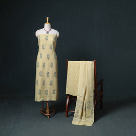 Akola Hand Block Print Woolen Unstitched Dress Material: Kurta, Bottom with Dupatta 11