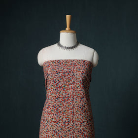 Pedana Hand Block Print Natural Dyed Cotton Kalamkari Unstitched Dress Material: Kurta with Dupatta 09