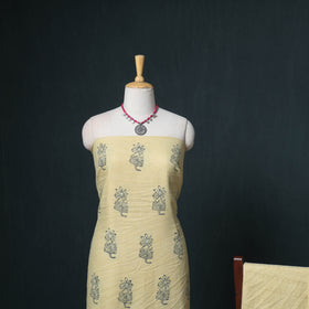 Akola Hand Block Print Woolen Unstitched Dress Material: Kurta, Bottom with Dupatta 11