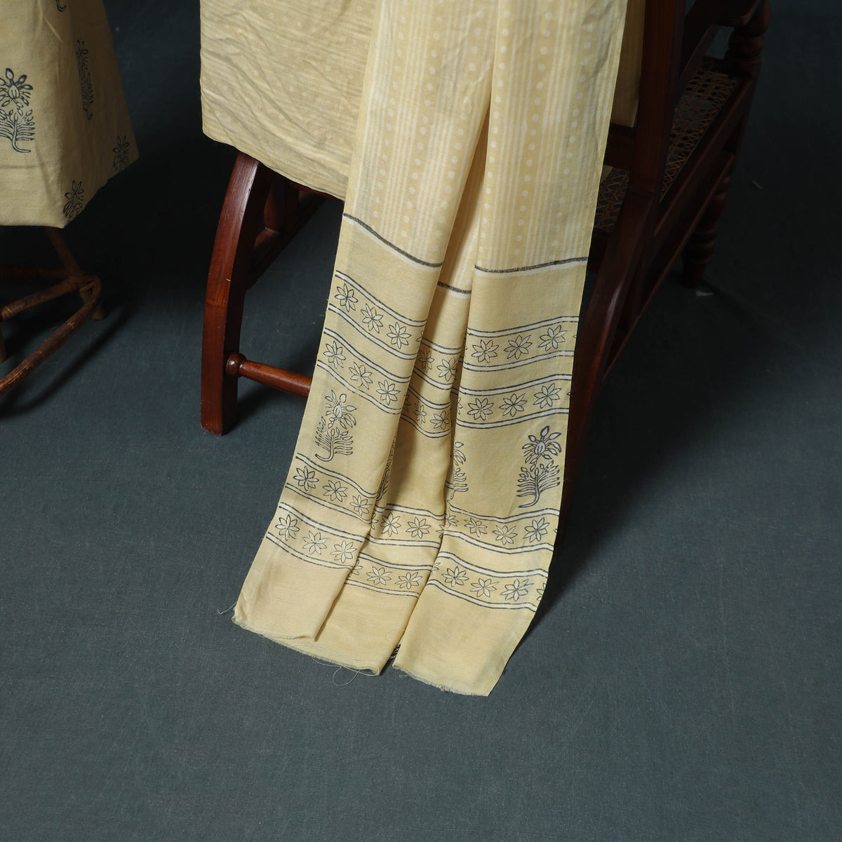 Akola Hand Block Print Woolen Unstitched Dress Material: Kurta, Bottom with Dupatta 11