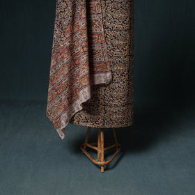 Pedana Hand Block Print Natural Dyed Cotton Kalamkari Unstitched Dress Material: Kurta with Dupatta 10