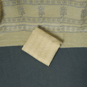 Akola Hand Block Print Woolen Unstitched Dress Material: Kurta, Bottom with Dupatta 11