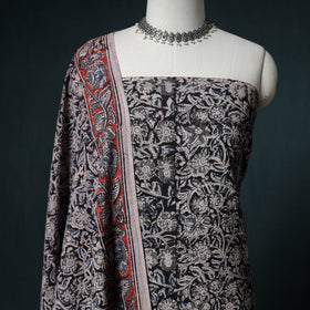 Pedana Hand Block Print Natural Dyed Cotton Kalamkari Unstitched Dress Material: Kurta with Dupatta 11