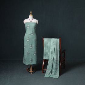 Akola Hand Block Print Woolen Unstitched Dress Material: Kurta, Bottom with Dupatta 13