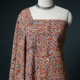 Pedana Hand Block Print Natural Dyed Cotton Kalamkari Unstitched Dress Material: Kurta with Dupatta 13