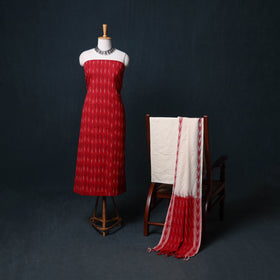 Pochampally Ikat Cotton Unstitched Dress Material: Kurta, Bottom with Dupatta 32