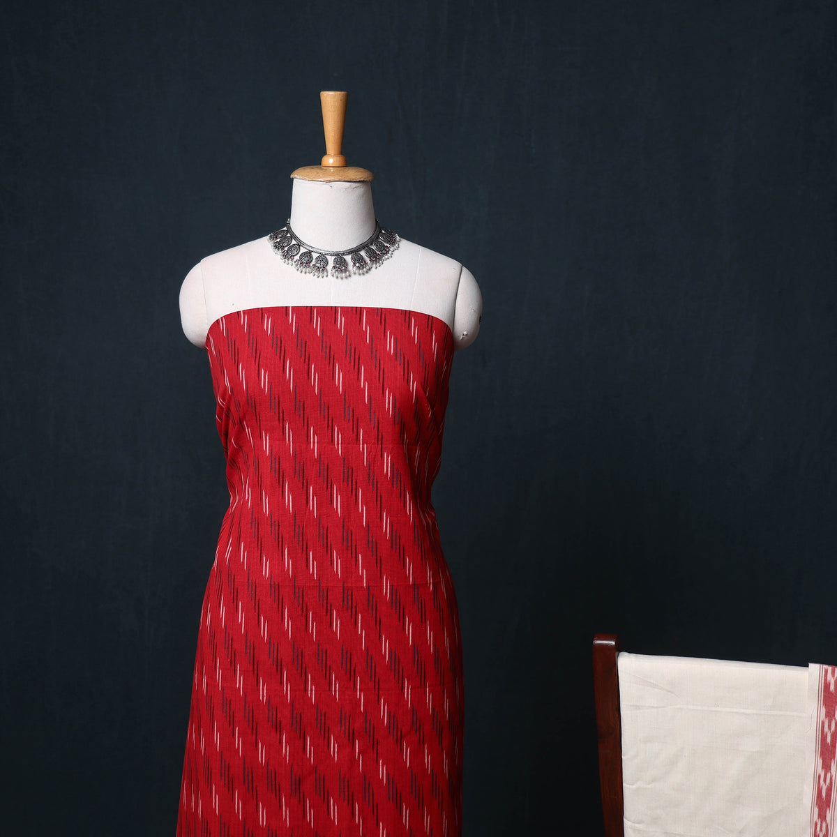 Pochampally Ikat Cotton Unstitched Dress Material: Kurta, Bottom with Dupatta 32