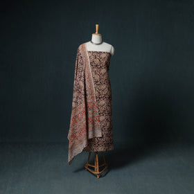 Pedana Hand Block Print Natural Dyed Cotton Kalamkari Unstitched Dress Material: Kurta with Dupatta 15