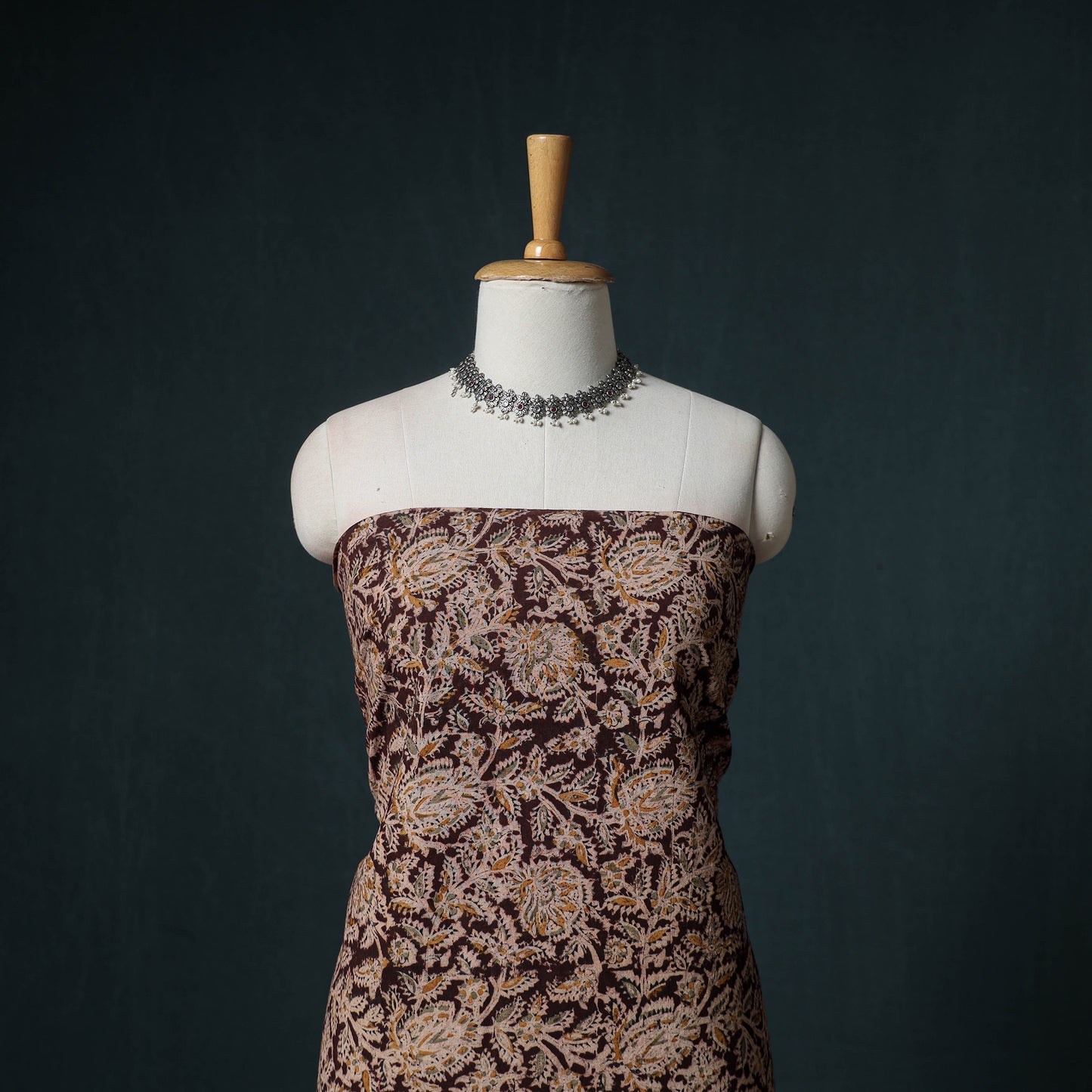 Pedana Hand Block Print Natural Dyed Cotton Kalamkari Unstitched Dress Material: Kurta with Dupatta 15