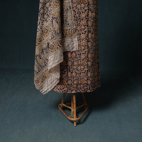 Pedana Hand Block Print Natural Dyed Cotton Kalamkari Unstitched Dress Material: Kurta with Dupatta 16