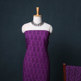 Bagh Hand Block Print Natural Dyed Cotton 3pc Unstitched Dress Material Suit Set 14