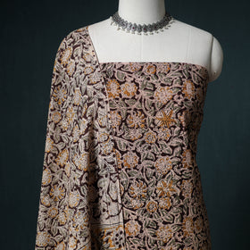 Pedana Hand Block Print Natural Dyed Cotton Kalamkari Unstitched Dress Material: Kurta with Dupatta 16