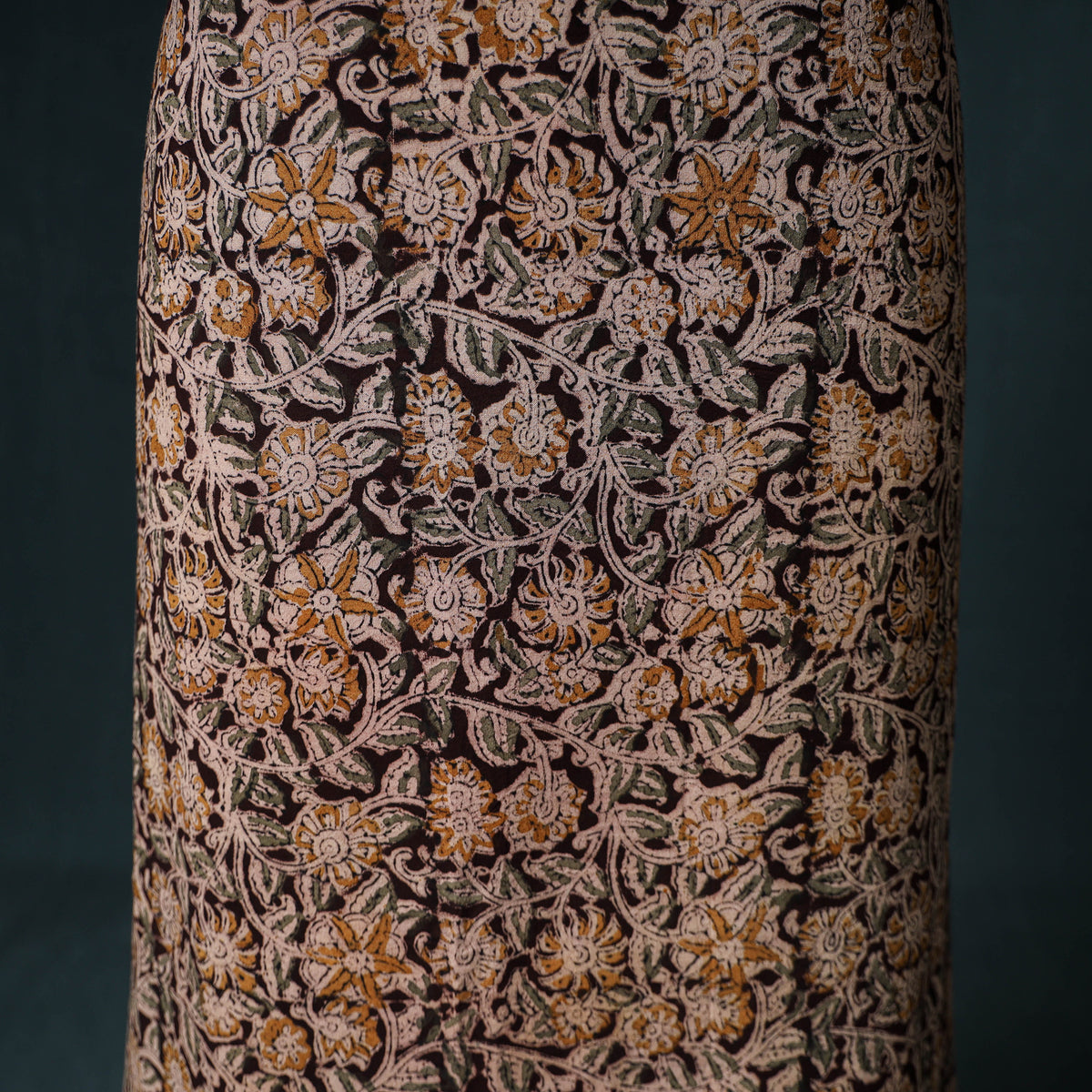 Pedana Hand Block Print Natural Dyed Cotton Kalamkari Unstitched Dress Material: Kurta with Dupatta 16