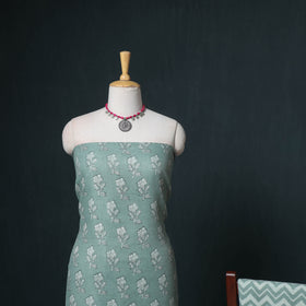 Akola Hand Block Print Woolen Unstitched Dress Material: Kurta, Bottom with Dupatta 17