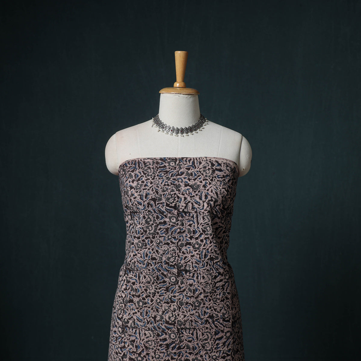 Pedana Hand Block Print Natural Dyed Cotton Kalamkari Unstitched Dress Material: Kurta with Dupatta 18