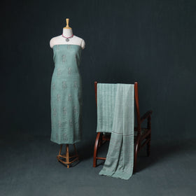 Akola Hand Block Print Woolen Unstitched Dress Material: Kurta, Bottom with Dupatta 18