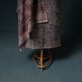 Pedana Hand Block Print Natural Dyed Cotton Kalamkari Unstitched Dress Material: Kurta with Dupatta 18