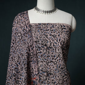 Pedana Hand Block Print Natural Dyed Cotton Kalamkari Unstitched Dress Material: Kurta with Dupatta 18