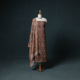 Pedana Hand Block Print Natural Dyed Cotton Kalamkari Unstitched Dress Material: Kurta with Dupatta 19