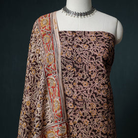 Pedana Hand Block Print Natural Dyed Cotton Kalamkari Unstitched Dress Material: Kurta with Dupatta 19