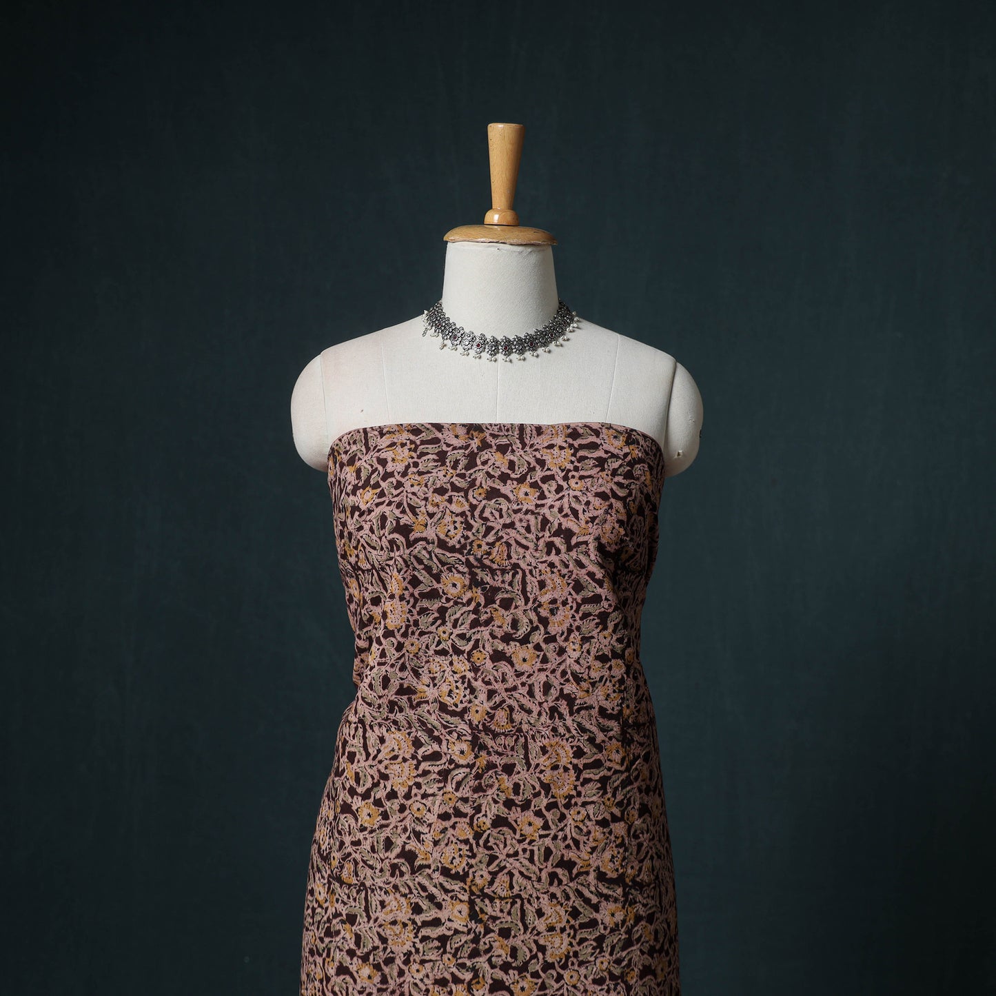 Pedana Hand Block Print Natural Dyed Cotton Kalamkari Unstitched Dress Material: Kurta with Dupatta 19