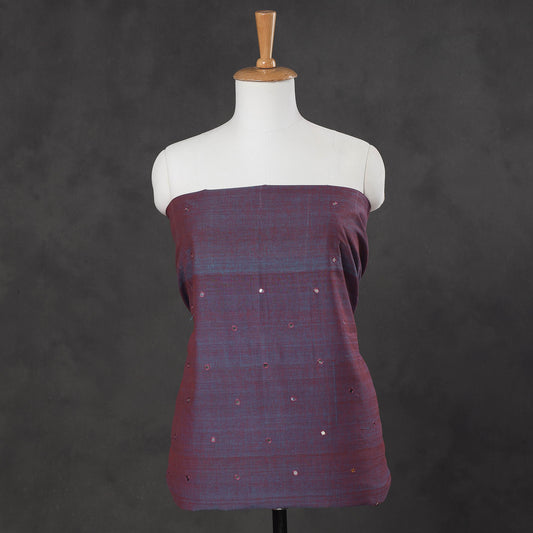 Purple - Mangalagiri Cotton Sequin Work Kurti Material - 2.5 Meter
