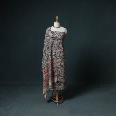 Pedana Hand Block Print Natural Dyed Cotton Kalamkari Unstitched Dress Material: Kurta with Dupatta 20
