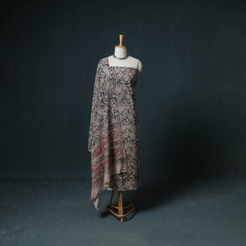 Pedana Hand Block Print Natural Dyed Cotton Kalamkari Unstitched Dress Material: Kurta with Dupatta 20