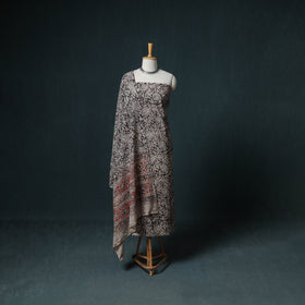 Pedana Hand Block Print Natural Dyed Cotton Kalamkari Unstitched Dress Material: Kurta with Dupatta 20