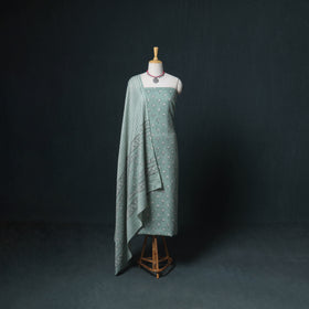 Akola Hand Block Print Woolen Unstitched Dress Material: Kurta, Bottom with Dupatta 19