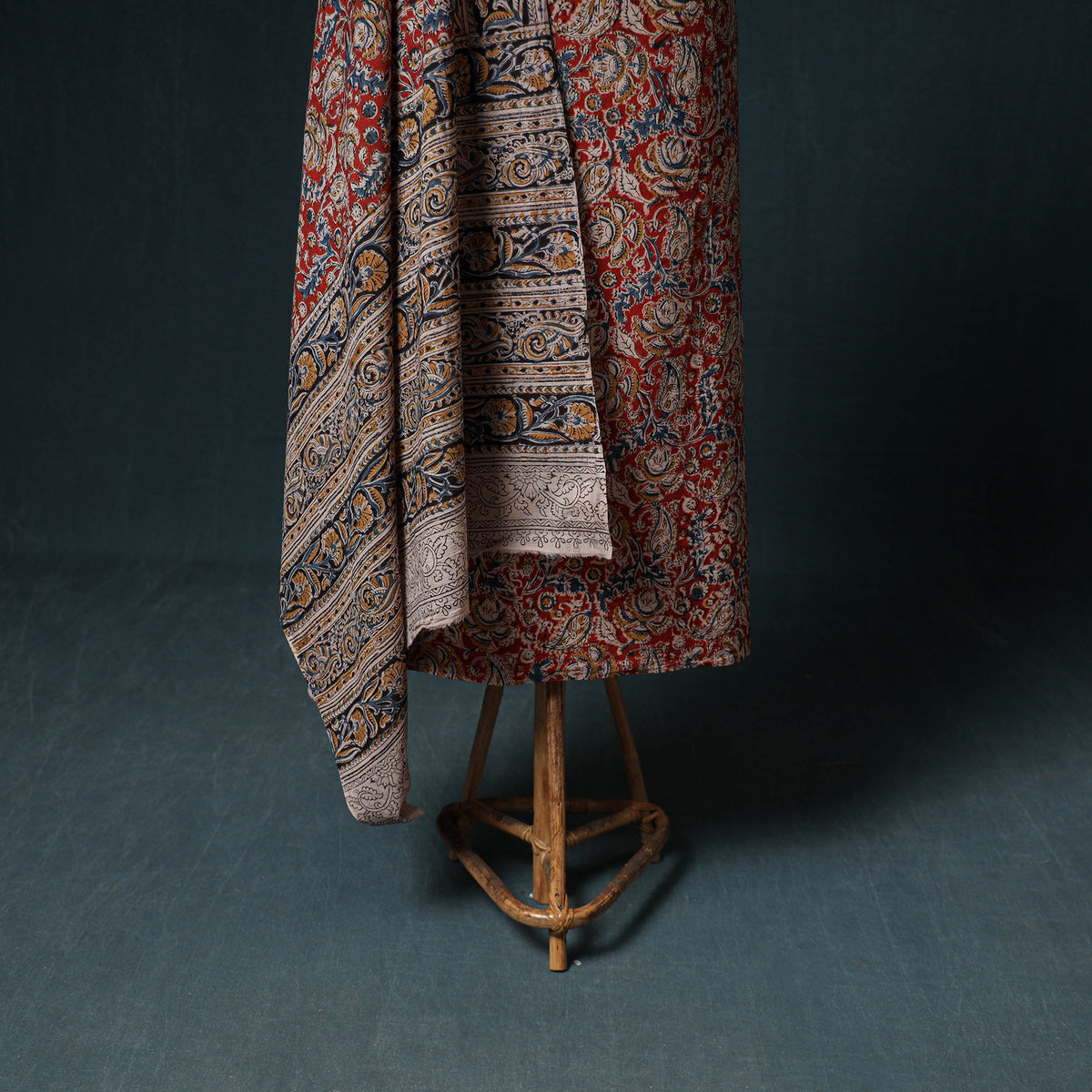 Pedana Hand Block Print Natural Dyed Cotton Kalamkari Unstitched Dress Material: Kurta with Dupatta 21