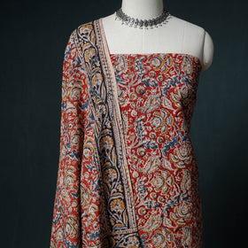 Pedana Hand Block Print Natural Dyed Cotton Kalamkari Unstitched Dress Material: Kurta with Dupatta 21
