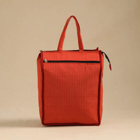 Orange Handcrafted Cotton Shopping Hand Bag