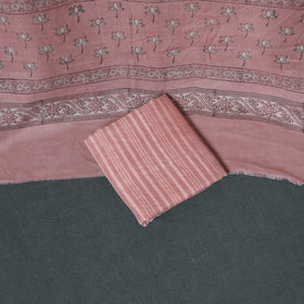 Akola Hand Block Print Woolen Unstitched Dress Material: Kurta, Bottom with Dupatta 21