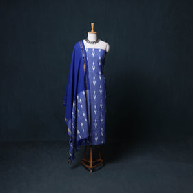 Pochampally Ikat Cotton Unstitched Dress Material: Kurta, Bottom with Dupatta 01