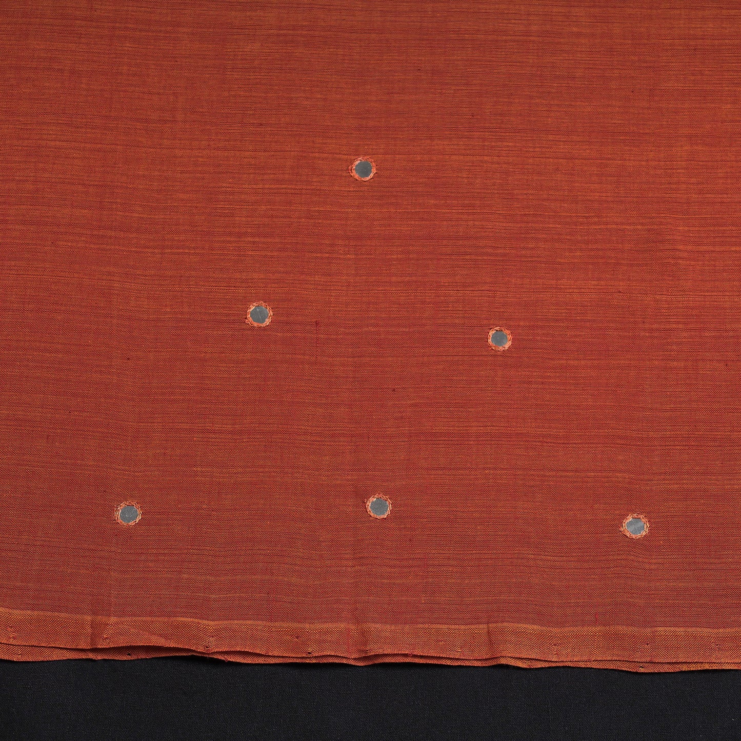 Orange - Mangalagiri Cotton Sequin Work Kurti Material - 2.5 Meter
