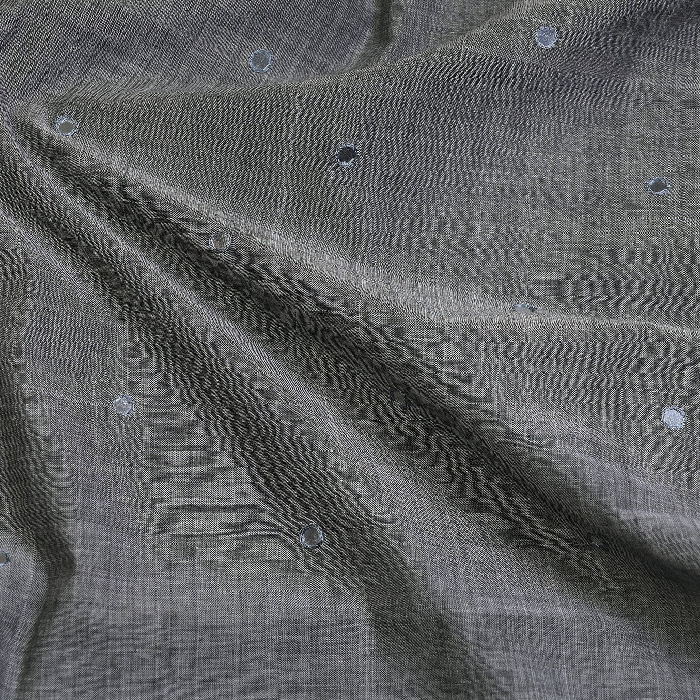 Grey - Mangalagiri Cotton Sequin Work Kurti Material - 2.5 Meter