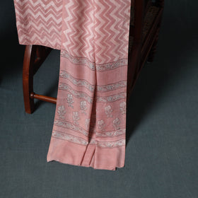 Akola Hand Block Print Woolen Unstitched Dress Material: Kurta, Bottom with Dupatta 22