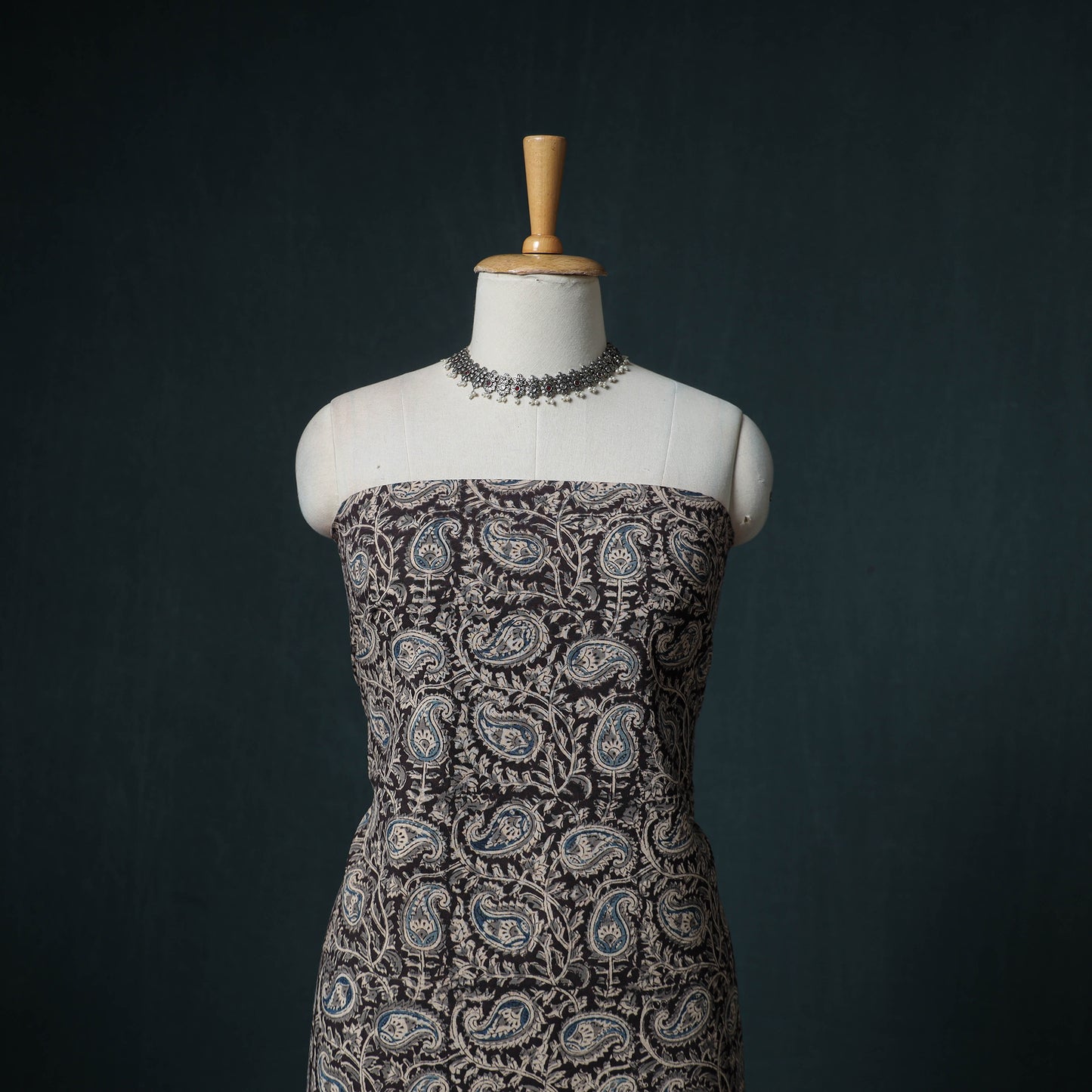 Pedana Hand Block Print Natural Dyed Cotton Kalamkari Unstitched Dress Material: Kurta with Dupatta 22
