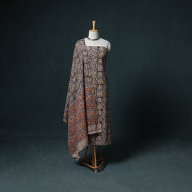 Pedana Hand Block Print Natural Dyed Cotton Kalamkari Unstitched Dress Material: Kurta with Dupatta 23
