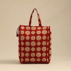 Red Handcrafted Cotton Shopping Hand Bag