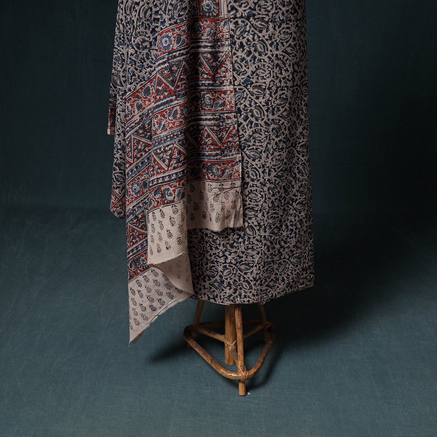 Pedana Hand Block Print Natural Dyed Cotton Kalamkari Unstitched Dress Material: Kurta with Dupatta 24