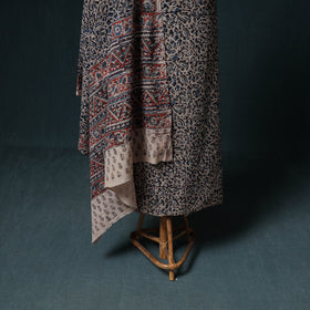 Pedana Hand Block Print Natural Dyed Cotton Kalamkari Unstitched Dress Material: Kurta with Dupatta 24
