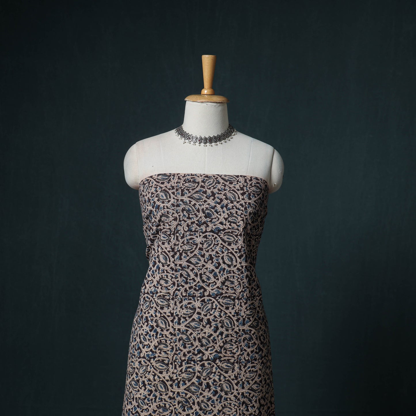 Pedana Hand Block Print Natural Dyed Cotton Kalamkari Unstitched Dress Material: Kurta with Dupatta 24