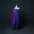 Pochampally Ikat Cotton Unstitched Dress Material: Kurta, Bottom with Dupatta 04